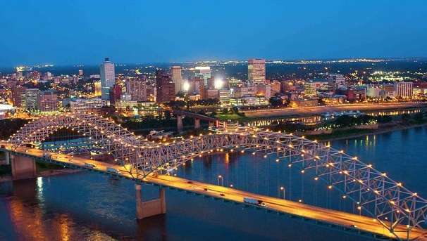 Memphis City Bridge at night